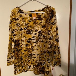 🌺 Ruby Rd. Women's Yellow and Black Blouse size XXL